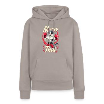 Funny Muay Thai Boxing Muay Thai - Frauen Premium Bio Hoodie - Taupe - Vorne - Julia (174cm)