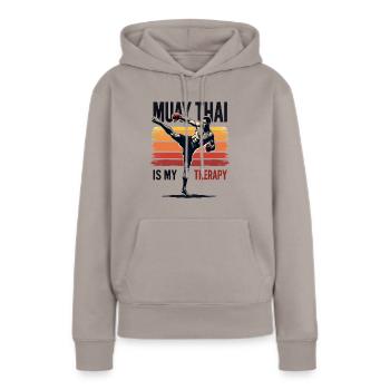 Funny Muay Thai Boxing Muay Thai - Frauen Premium Bio Hoodie - Taupe - Vorne - Julia (174cm)
