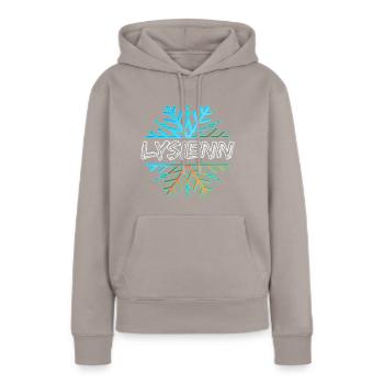 Cadeau pour Lysienn - Sweat à capuche Premium bio Femme - taupe - Devant - Julia (174cm)