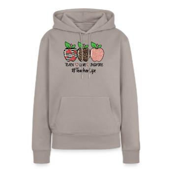 Teach Love Inspire Teacher Life - Sweat à capuche Premium bio Femme - taupe - Devant - Julia (174cm)