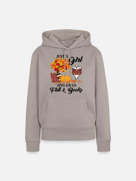 Halloween Just a girl who loves fall and books - Frauen Premium Bio Hoodie - Taupe