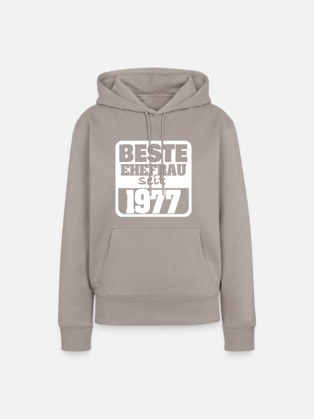 Frau 1977 - Frauen Premium Bio Hoodie - Taupe