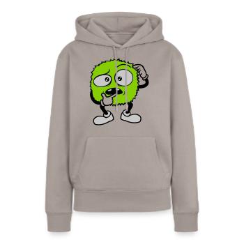 Monstre au visage sceptique comique - Sweat à capuche Premium bio Femme - taupe - Devant - Julia (174cm)