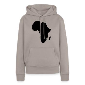 Afrique - Sweat à capuche Premium bio Femme - taupe - Devant - Julia (174cm)