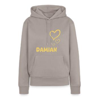 Vorname Damian - Frauen Premium Bio Hoodie - Taupe - Vorne - Julia (174cm)