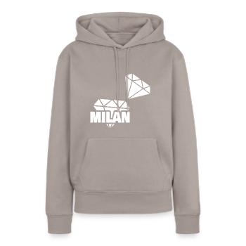 Milan als Kostbar - Frauen Premium Bio Hoodie - Taupe - Vorne - Julia (174cm)