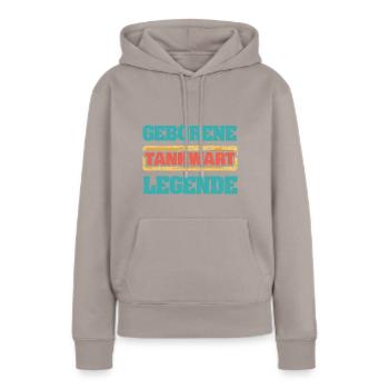 Profession : Pompiste - Sweat à capuche Premium bio Femme - taupe - Devant - Julia (174cm)