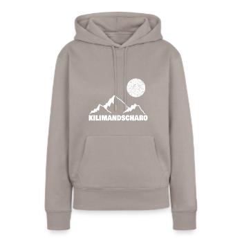 kilimandscharo als Bergsport - Frauen Premium Bio Hoodie - Taupe - Vorne - Julia (174cm)
