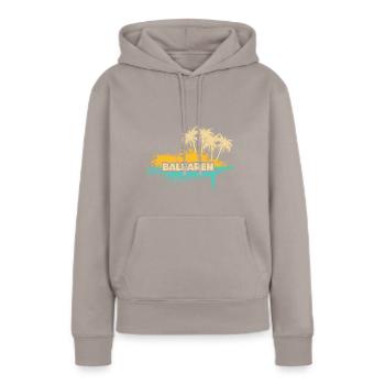 Vacances Îles Baléares - Sweat à capuche Premium bio Femme - taupe - Devant - Julia (174cm)