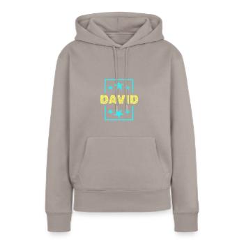 David David - Frauen Premium Bio Hoodie - Taupe - Vorne - Julia (174cm)