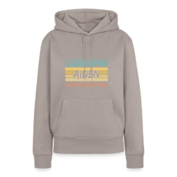Vorname Aiden - Frauen Premium Bio Hoodie - Taupe - Vorne - Julia (174cm)