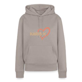 Cadeau pour les Caraïbes - Sweat à capuche Premium bio Femme - taupe - Devant - Julia (174cm)