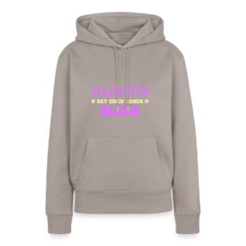 Frauenname Alexa - Frauen Premium Bio Hoodie - Taupe - Vorne - Julia (174cm)