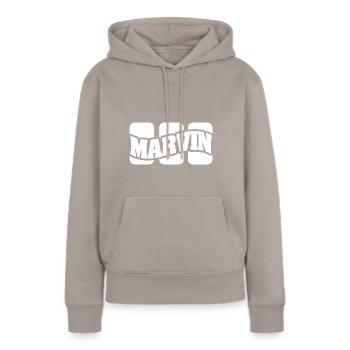 Marvin als Name - Frauen Premium Bio Hoodie - Taupe - Vorne - Julia (174cm)