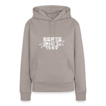 1969 1969 - Frauen Premium Bio Hoodie - Taupe - Vorne - Julia (174cm)