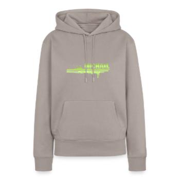 Michael - Frauen Premium Bio Hoodie - Taupe - Vorne - Julia (174cm)