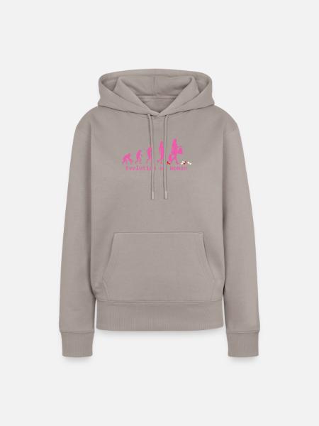 evolution der Frau - Frauen Premium Bio Hoodie - Taupe