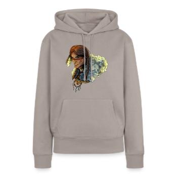 Amerikanischer Ureinwohner - Amérindien - Sweat à capuche Premium bio Femme - taupe - Devant - Julia (174cm)