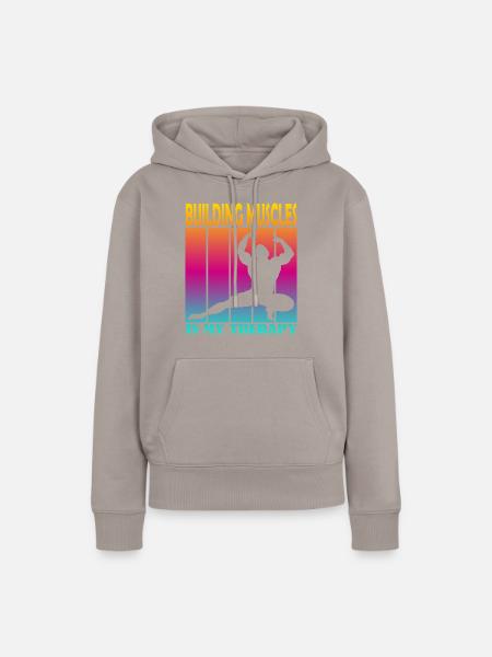 Building Muscles is My Therapy - Frauen Premium Bio Hoodie - Taupe