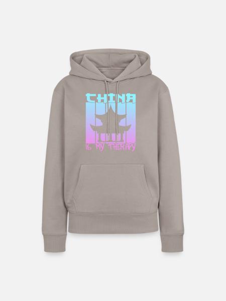 China is my Therapie - Frauen Premium Bio Hoodie - Taupe