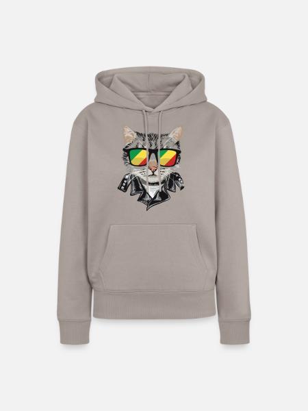 Cat-Sonnenbrille Mit Kongo-Flagge - Frauen Premium Bio Hoodie - Taupe
