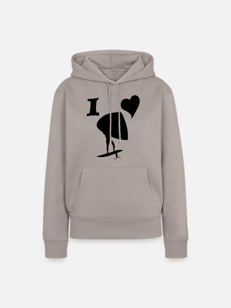 Ich liebe Wingfoils - Frauen Premium Bio Hoodie - Taupe