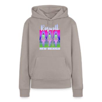 Roswell New Mexico - Frauen Premium Bio Hoodie - Taupe - Vorne - Julia (174cm)