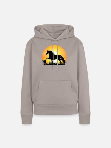 Sonnenuntergang - Morgan Pferd - Frauen Premium Bio Hoodie - Taupe