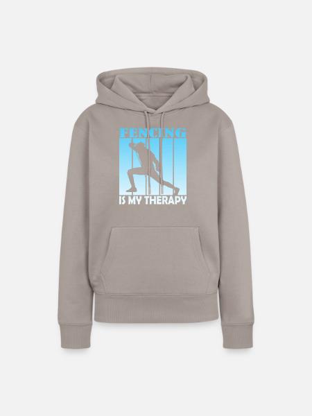 fencing is my therapy - Frauen Premium Bio Hoodie - Taupe