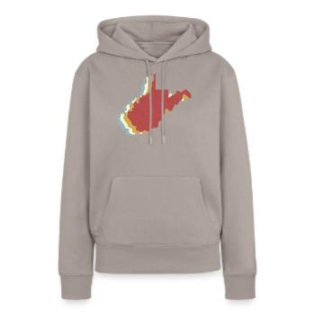 USA State - Vintage Map West Virginia - Frauen Premium Bio Hoodie - Taupe - Vorne - Julia (174cm)