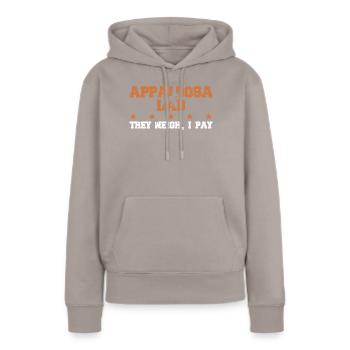 Pferdedad - Appaloosa - Frauen Premium Bio Hoodie - Taupe - Vorne - Julia (174cm)