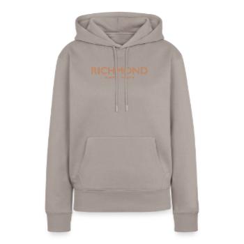 Coordonnées de la ville des États-Unis - Richmond - Sweat à capuche Premium bio Femme - taupe - Devant - Julia (174cm)
