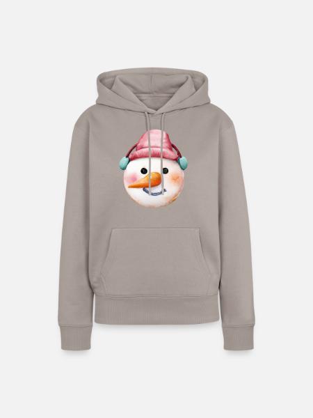 Schneemann - Frauen Premium Bio Hoodie - Taupe
