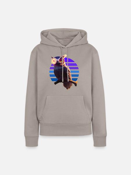Roboter Eule Hybrid Wesen - Frauen Premium Bio Hoodie - Taupe