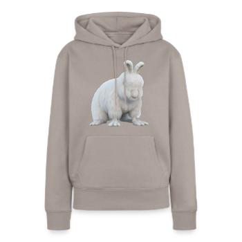Lapin Angora moelleux - Sweat à capuche Premium bio Femme - taupe - Devant - Julia (174cm)