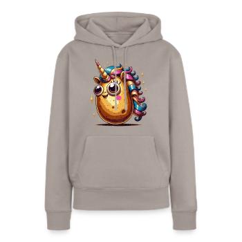 Idée cadeau de pomme de terre drôle - Sweat à capuche Premium bio Femme - taupe - Devant - Julia (174cm)