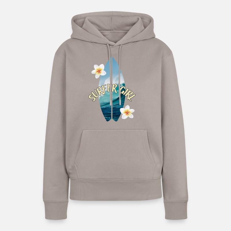 Fille surfeuse - Sweat à capuche Premium bio Femme - taupe