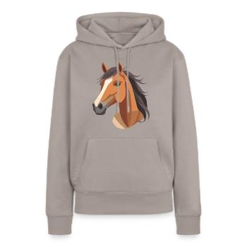 Tête de cheval - Sweat à capuche Premium bio Femme - taupe - Devant - Julia (174cm)
