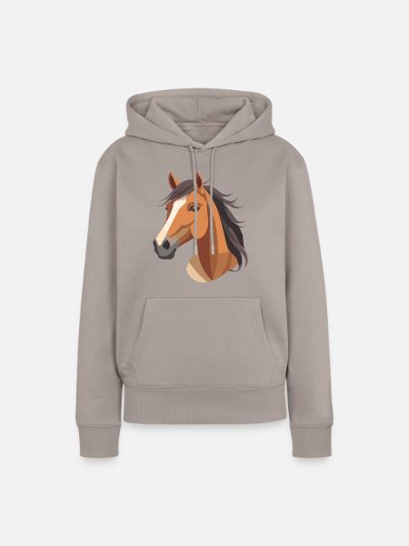 Pferdekopf - Frauen Premium Bio Hoodie - Taupe
