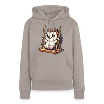Hérisson mignon balançoires terrain de jeu enfants amusant - Sweat à capuche Premium bio Femme - taupe - Devant - Julia (174cm)