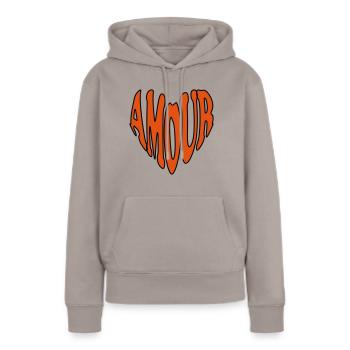 AMOUR Herz - Frauen Premium Bio Hoodie - Taupe - Vorne - Julia (174cm)