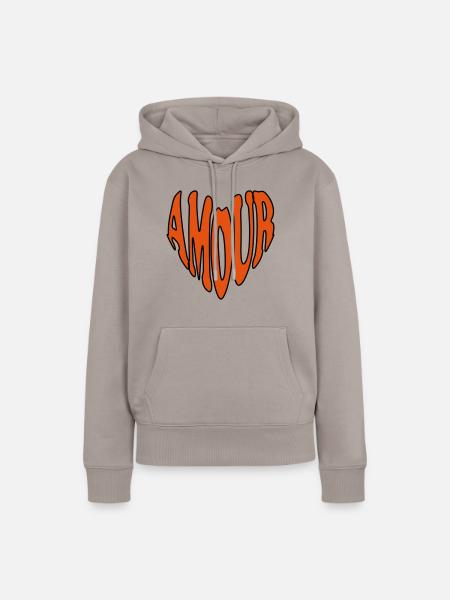 AMOUR Herz - Frauen Premium Bio Hoodie - Taupe