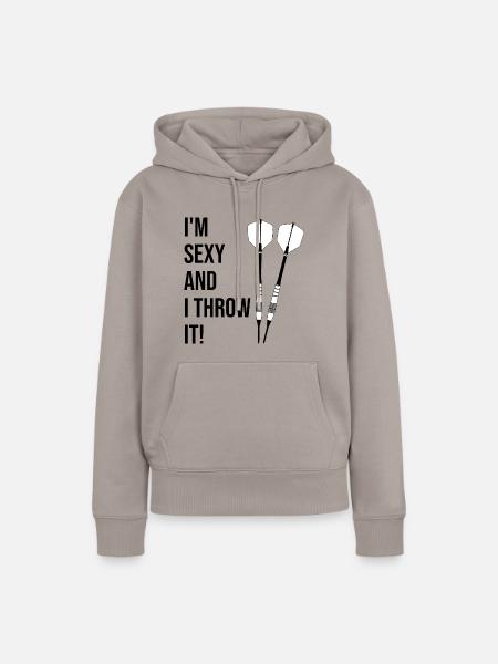 dart sexy target - Frauen Premium Bio Hoodie - Taupe