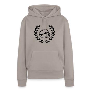 coups de poing américains - Sweat à capuche Premium bio Femme - taupe - Devant - Julia (174cm)
