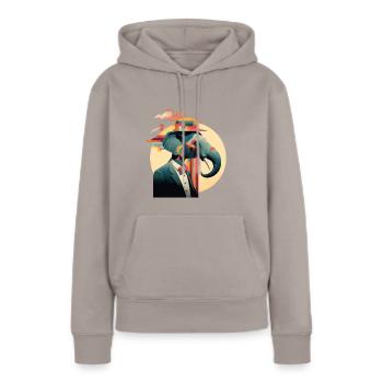 Psychodelic elephant - Frauen Premium Bio Hoodie - Taupe - Vorne - Julia (174cm)