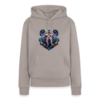 Geometrische Fauna, Bär, Geo Wild - Frauen Premium Bio Hoodie - Taupe - Vorne - Julia (174cm)