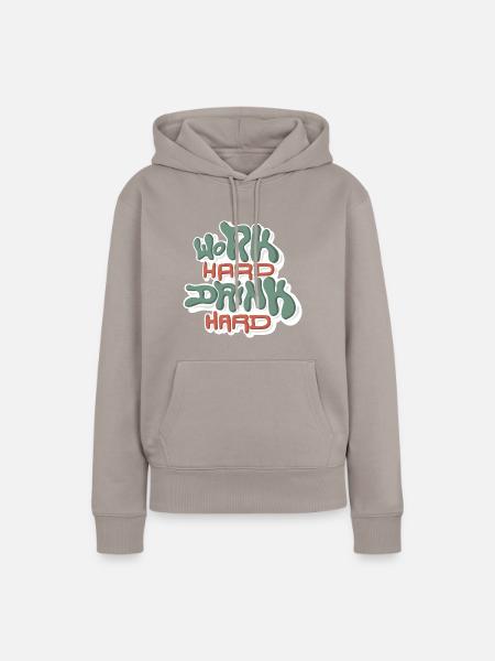 Work Hard Drink Hard - Frauen Premium Bio Hoodie - Taupe