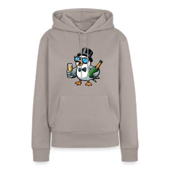 Nordsee Möwe Sekt Sektflasche Feier Geburtstag - Frauen Premium Bio Hoodie - Taupe - Vorne - Julia (174cm)