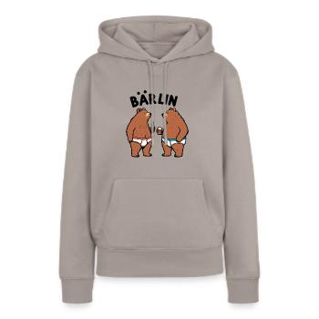 Bärlin Party Beer Bear Gang Berlin en caleçon - Sweat à capuche Premium bio Femme - taupe - Devant - Julia (174cm)
