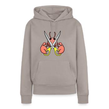 Bande dessinée homard crabe homard homard langouste jaune ciseaux - Sweat à capuche Premium bio Femme - taupe - Devant - Julia (174cm)
